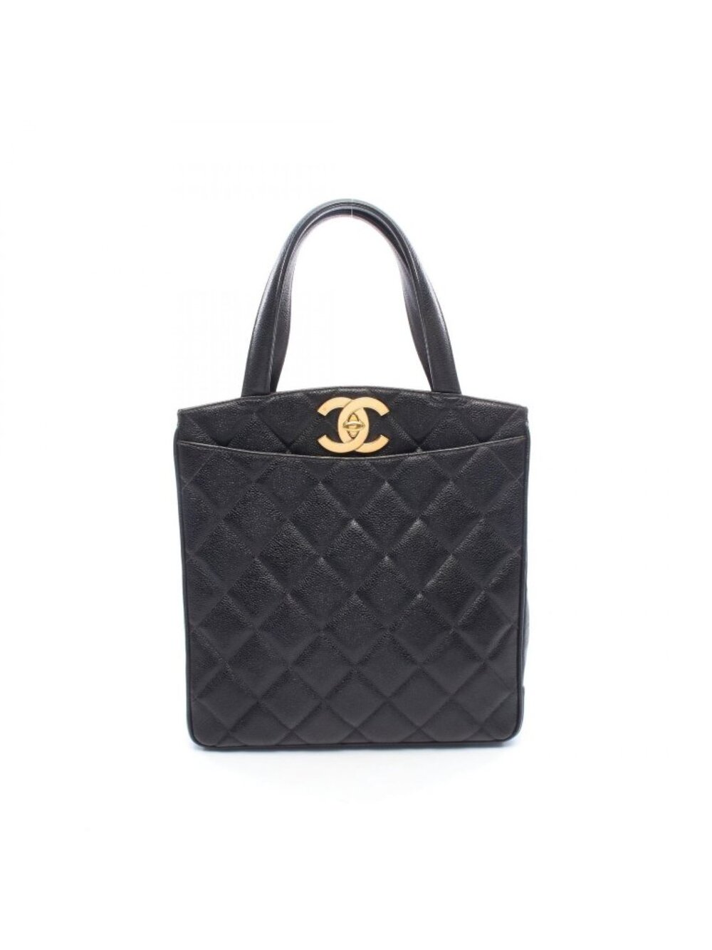 Chanel Tote Quilted Black Caviar Leather